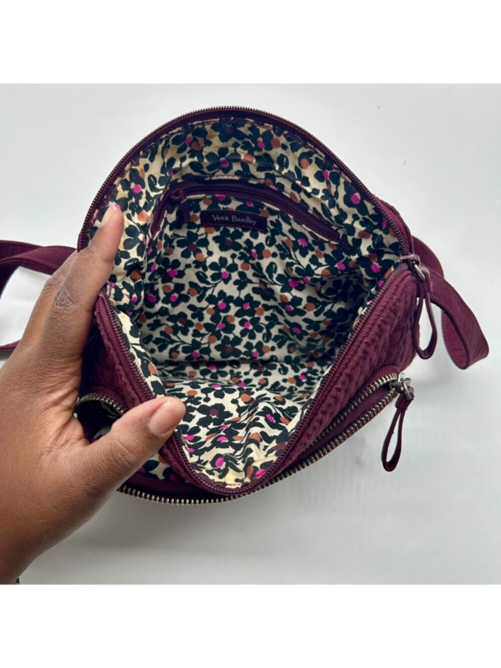 Vera Bradley Burgundy Fabric Crossbody Bag - Picture 10 of 11